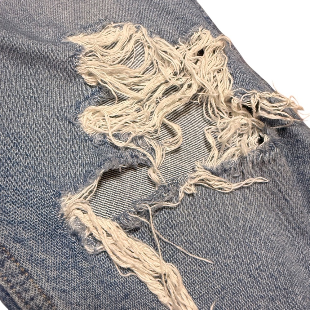 Agolde High Rise Distressed Light Blue Jeans - Picture 5 of 7